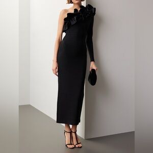 Herve Leger Asymmetrical Ruffle Gown, L